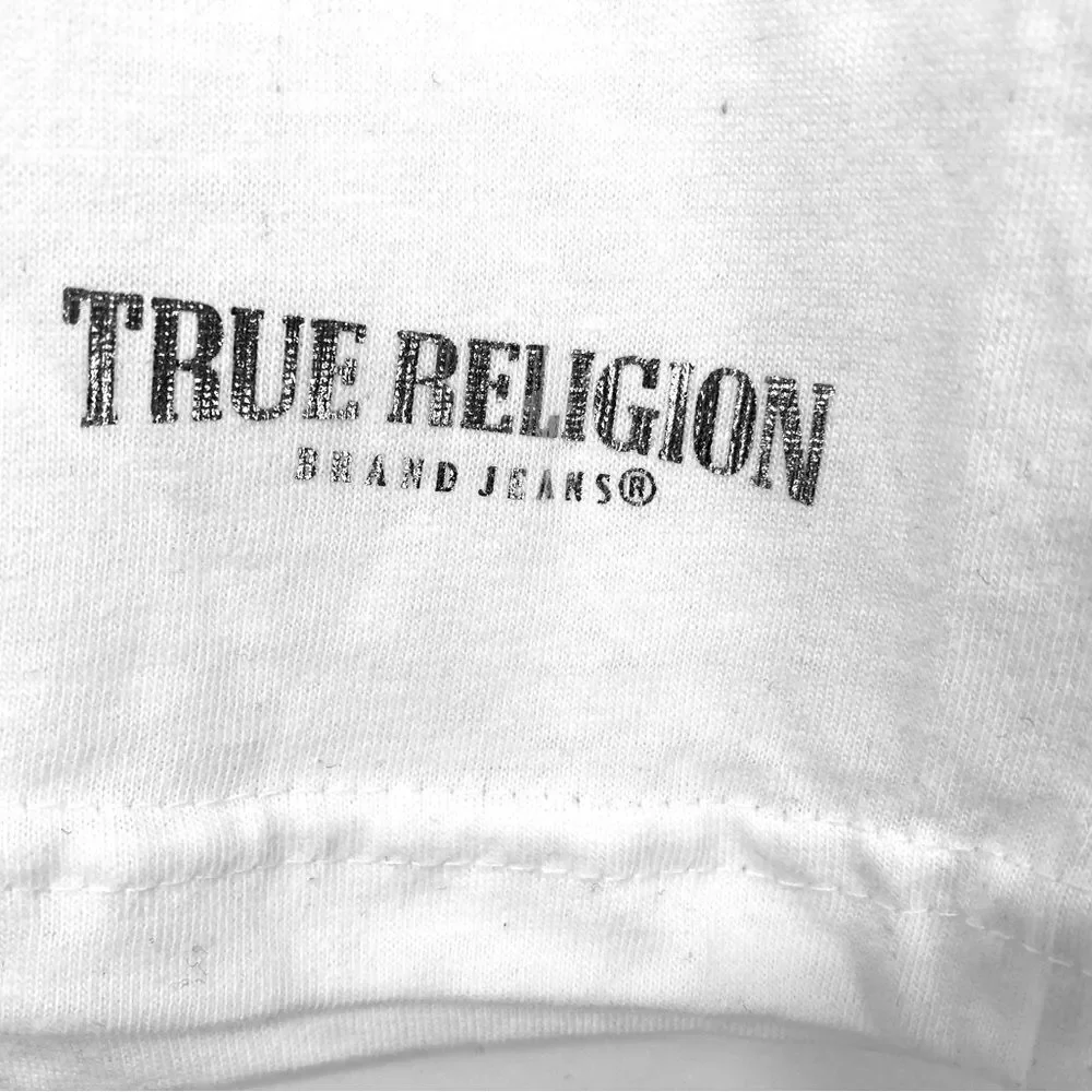 NWOT True Religion 100% Cotton White Silver Logo Men's T-Shirt L